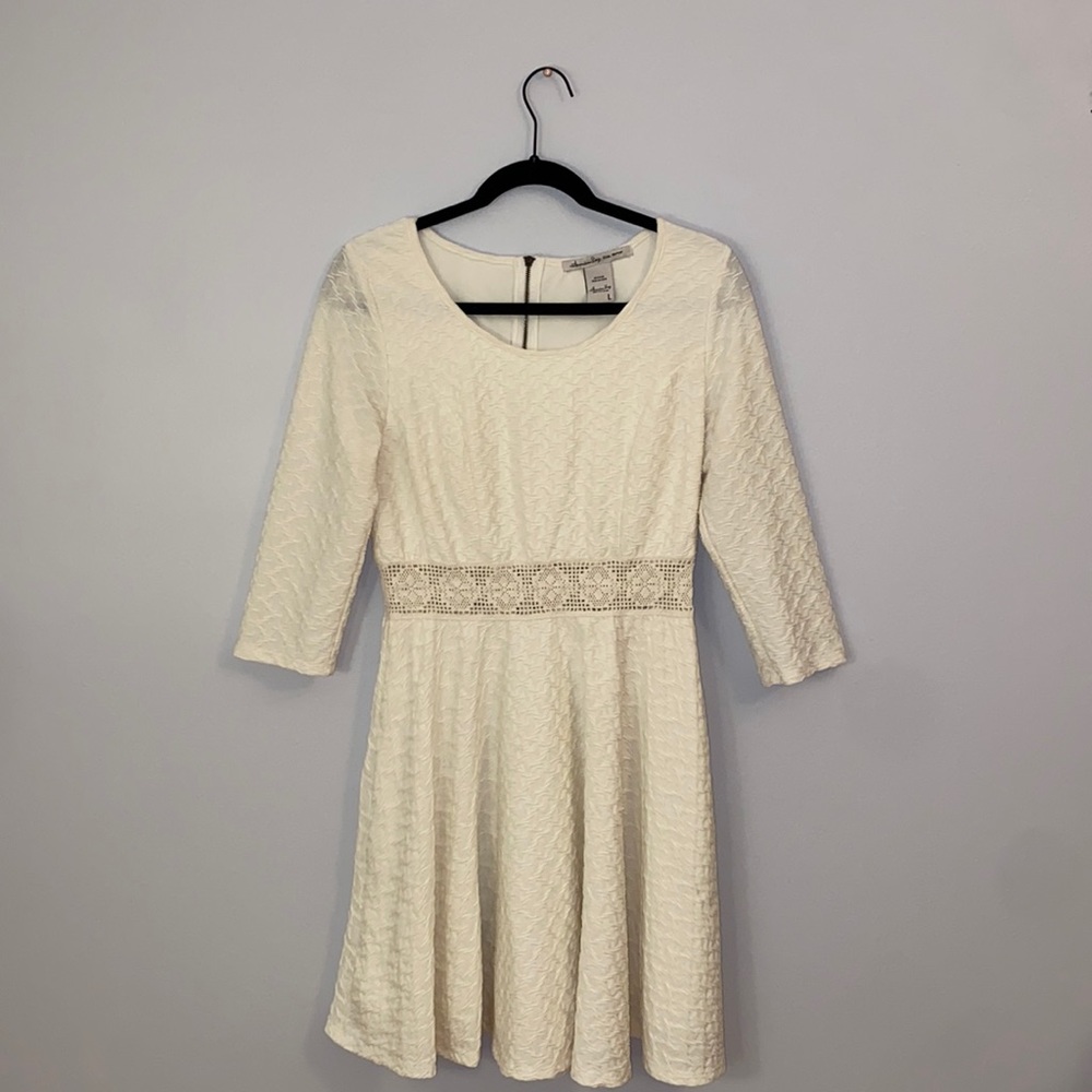 Cream American Rag Long Sleeve Dress With Lace Waist